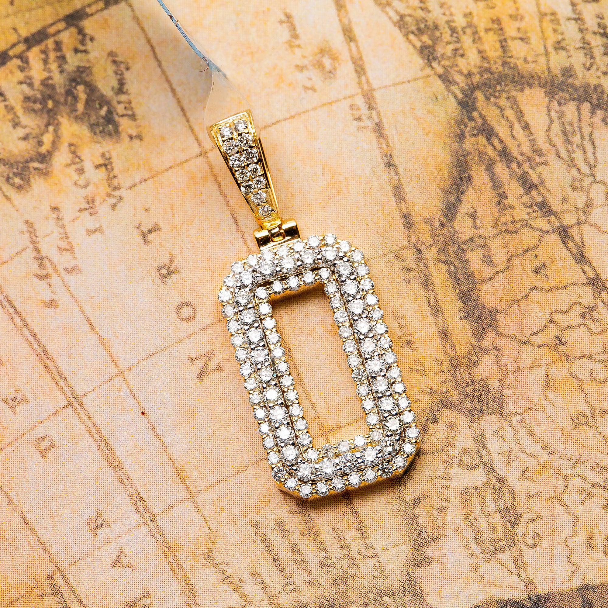 10K YELLOW GOLD UNISEX NUMBER 0 PENDANT WITH 1.0 CT DIAMONDS