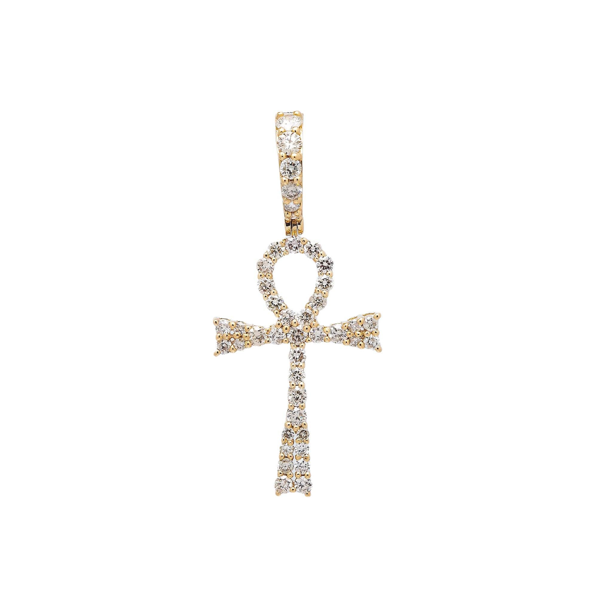 14K YELLOW GOLD DIAMOND ANKH PENDANT 0.75 CT