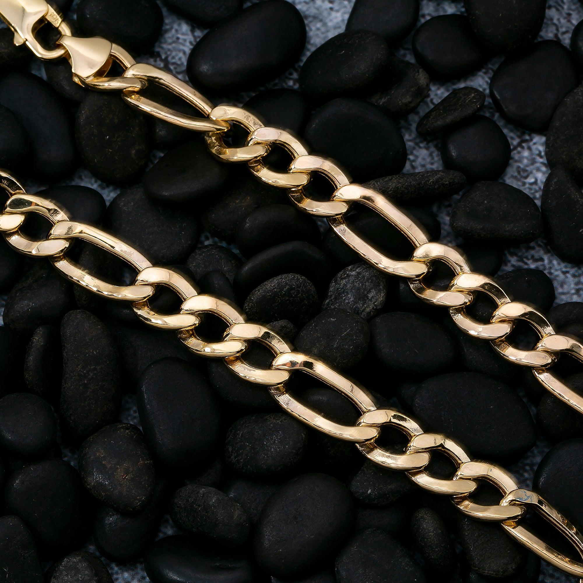 10K Yellow Gold 8.51mm Hollow Figaro Chain Available In Sizes 18
