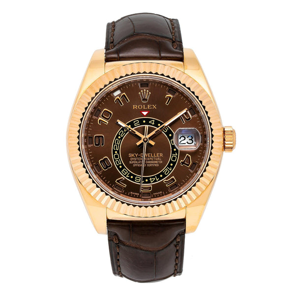 Rolex Sky-Dweller 42MM 326135 Chocolate Arabic Dial Fluted Bezel