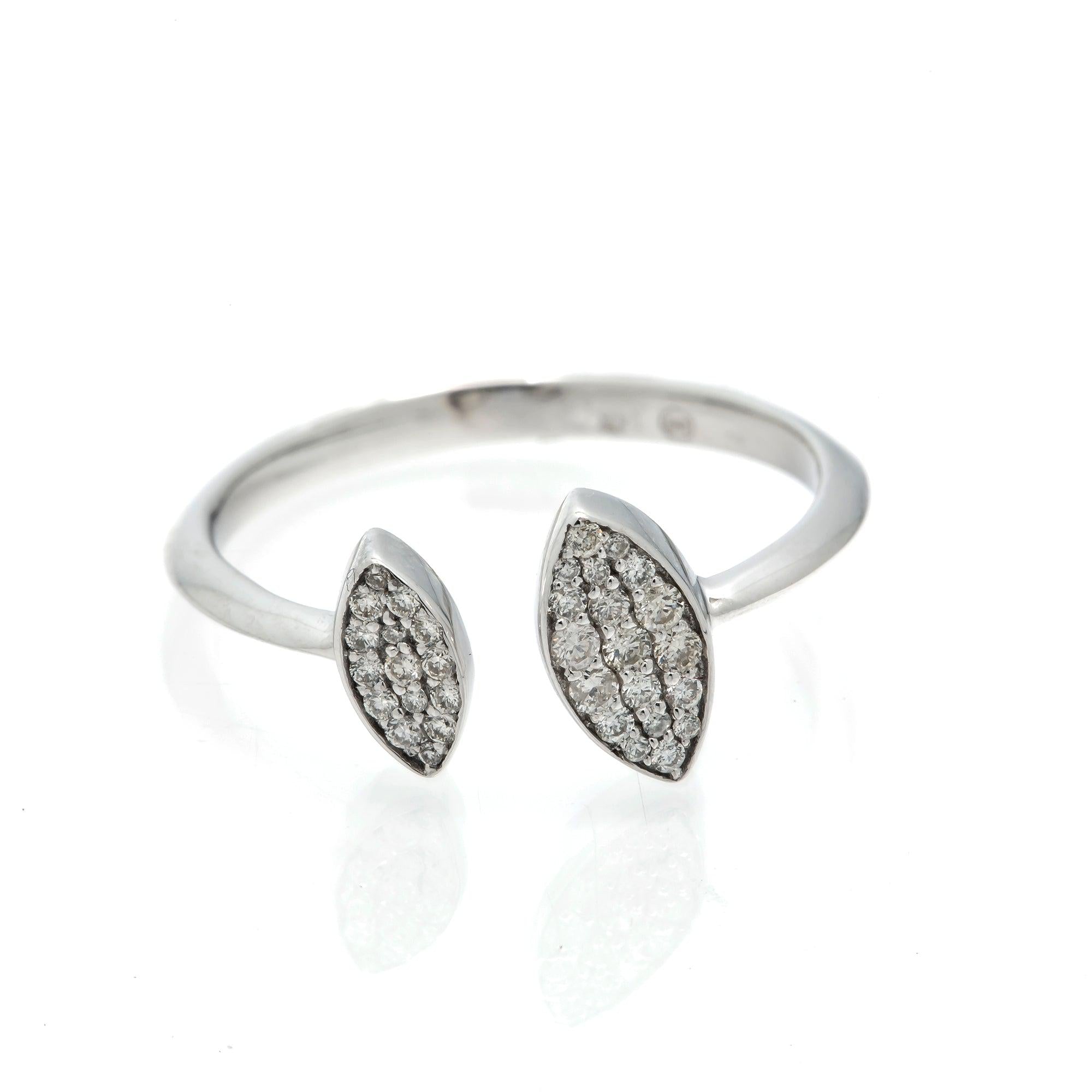 14K GOLD DIAMOND OPEN LEAF RING 0.20 CT