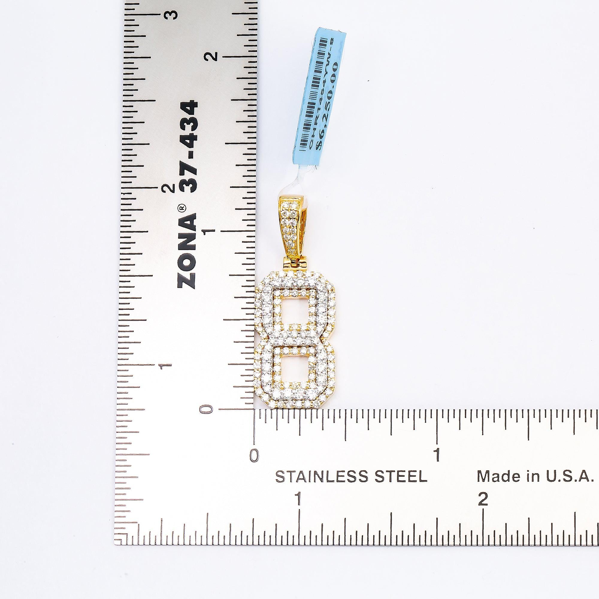 10K YELLOW GOLD UNISEX NUMBER 8 PENDANT WITH 1.0 CT DIAMONDS