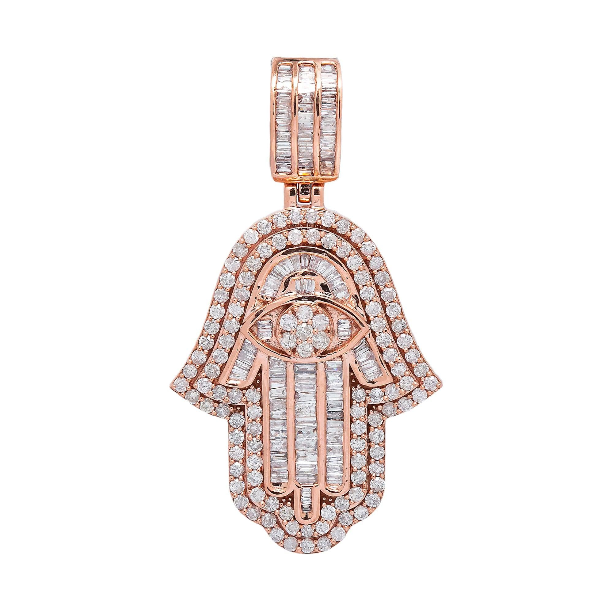 14K ROSE GOLD DIAMOND HAMSA PENDANT