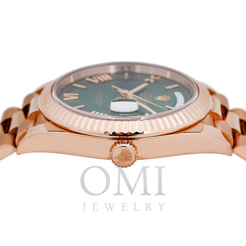 Rolex Day-Date 228235 40MM Green Dial With Rose Gold President Bracelet