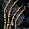 14K Yellow Gold 1.2mm Laser Hollow Rope Chain Available In Sizes 18"-26"