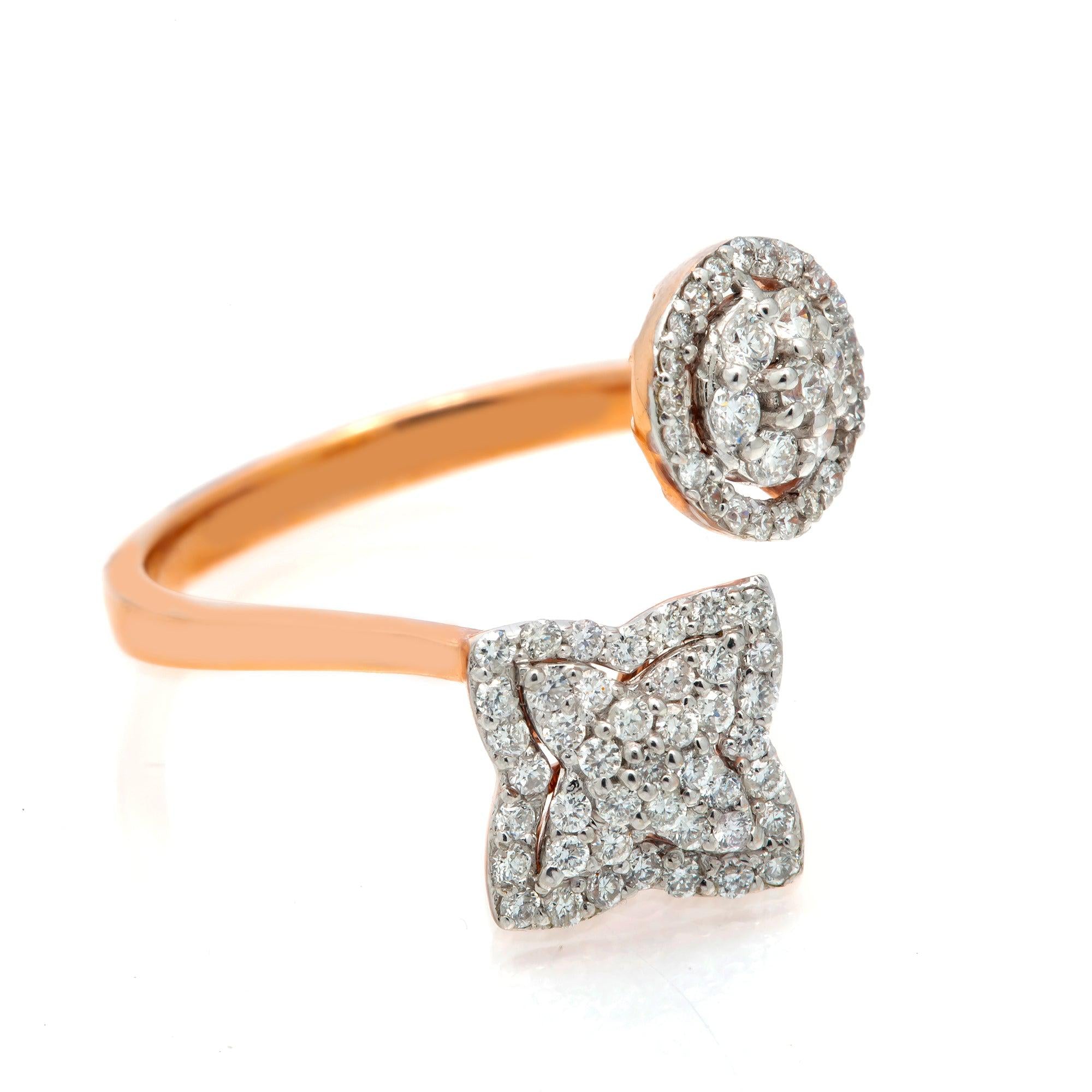 14K GOLD XO TWO DIAMOND CLUSTER RING 0.50 CT