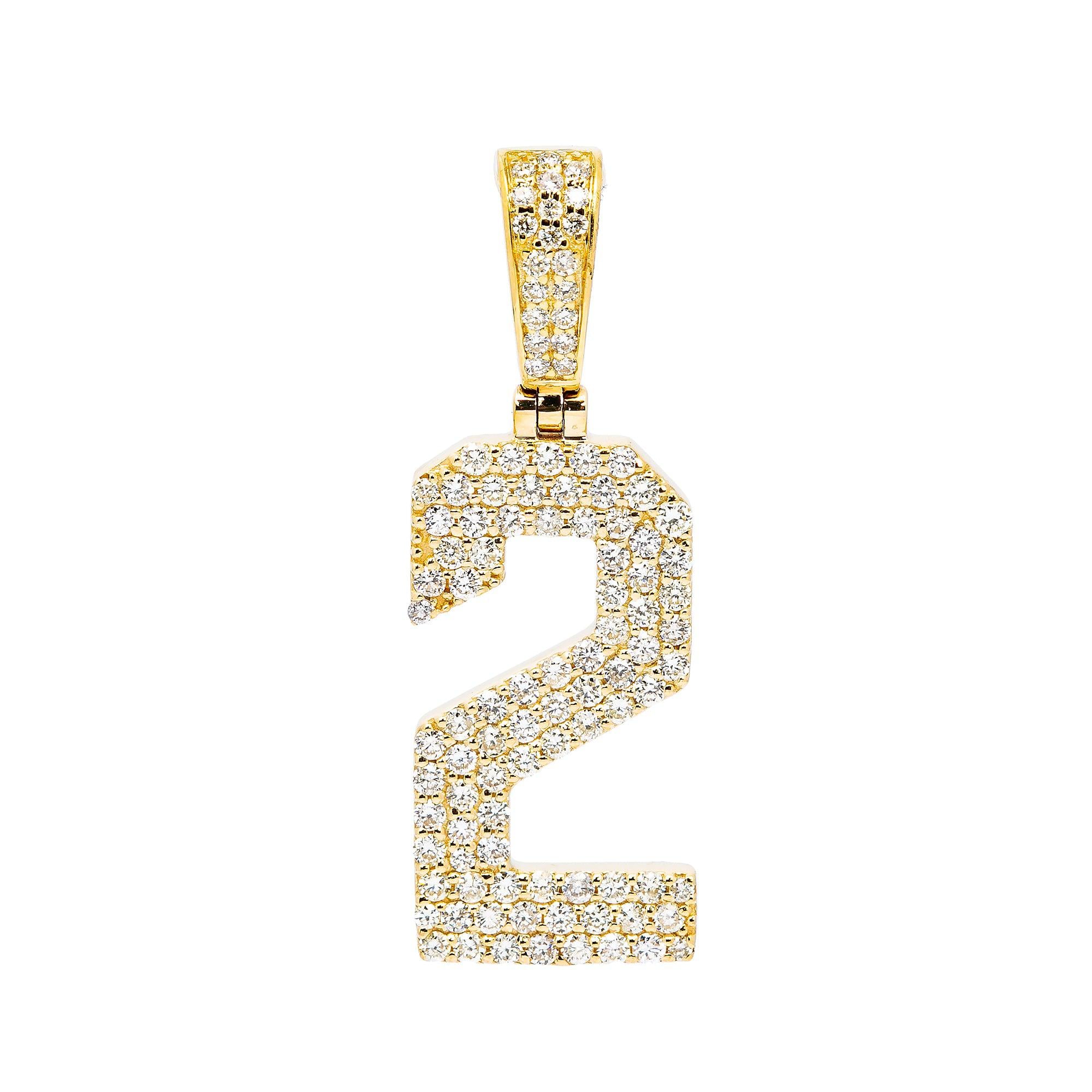 10K YELLOW GOLD DIAMOND NUMBER 2 PENDANT 0.85 CT