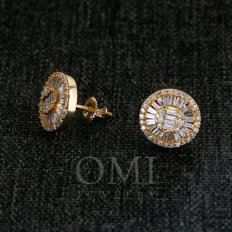 10K Yellow Gold Round Diamond Earrings 0.95 CT