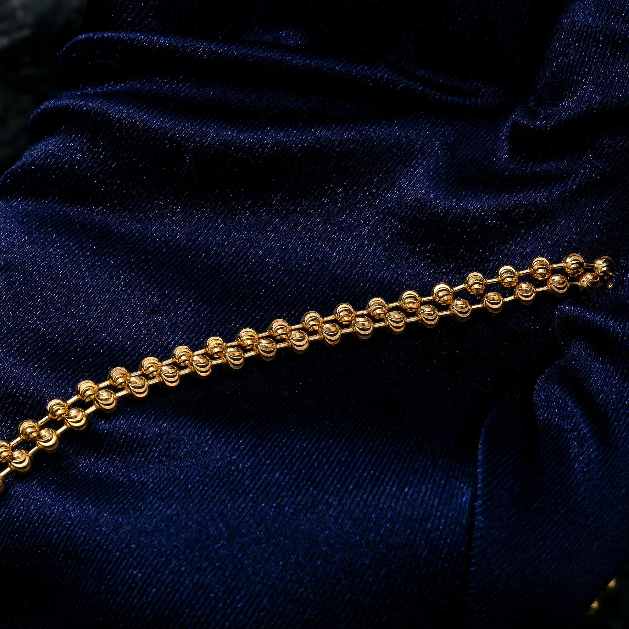 10K Yellow Gold 3.9mm Moon Bead Chain Available In Size 18"-26"
