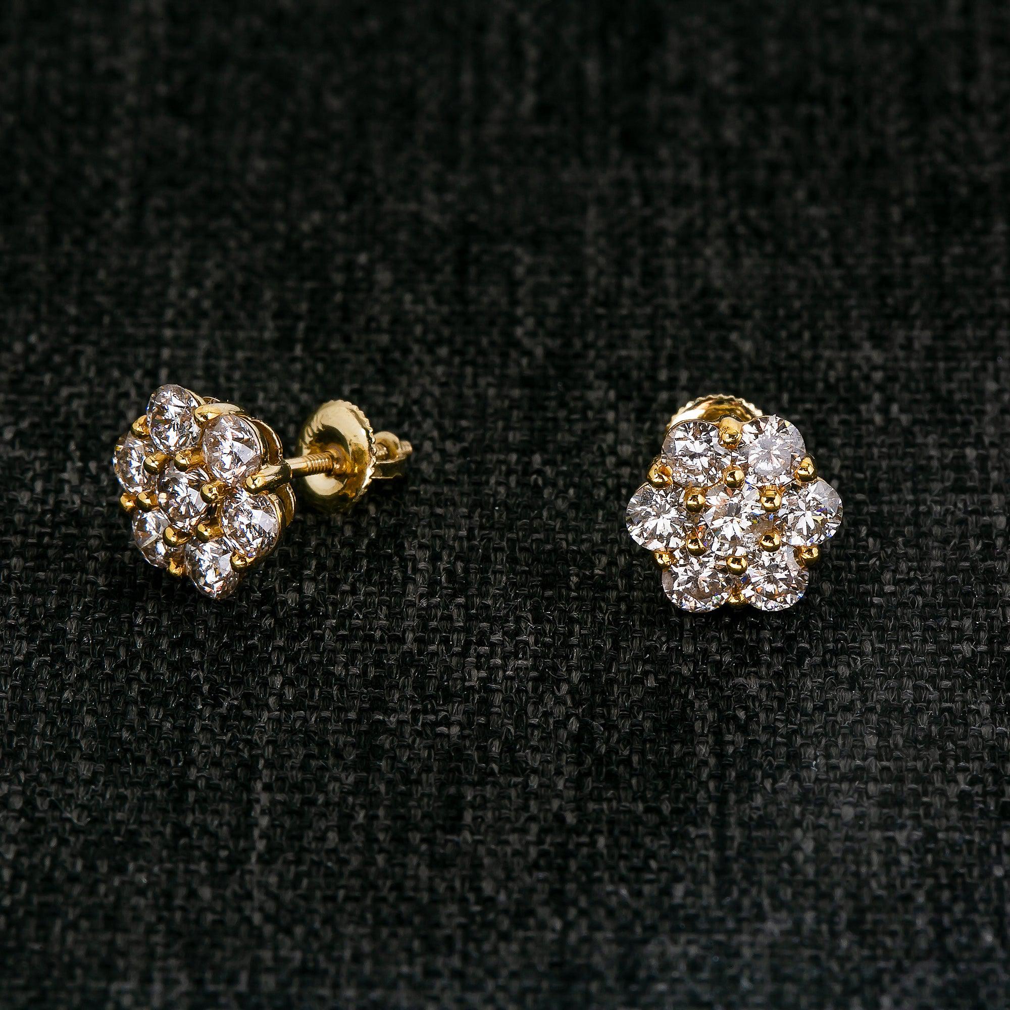 14K YELLOW GOLD DIAMOND EARRINGS WITH 1.68 CT
