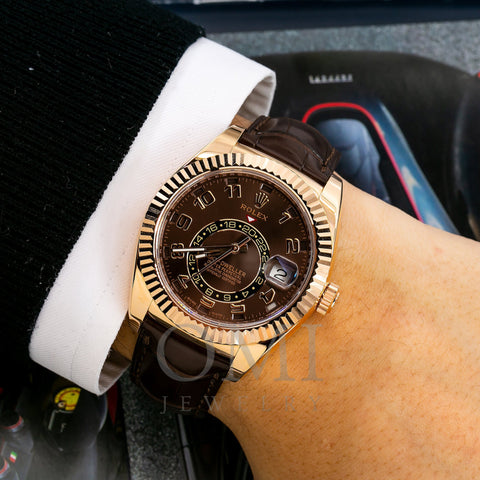 Rolex Sky-Dweller 326135 42MM Brown With Leather Bracelet - OMI Jewelry