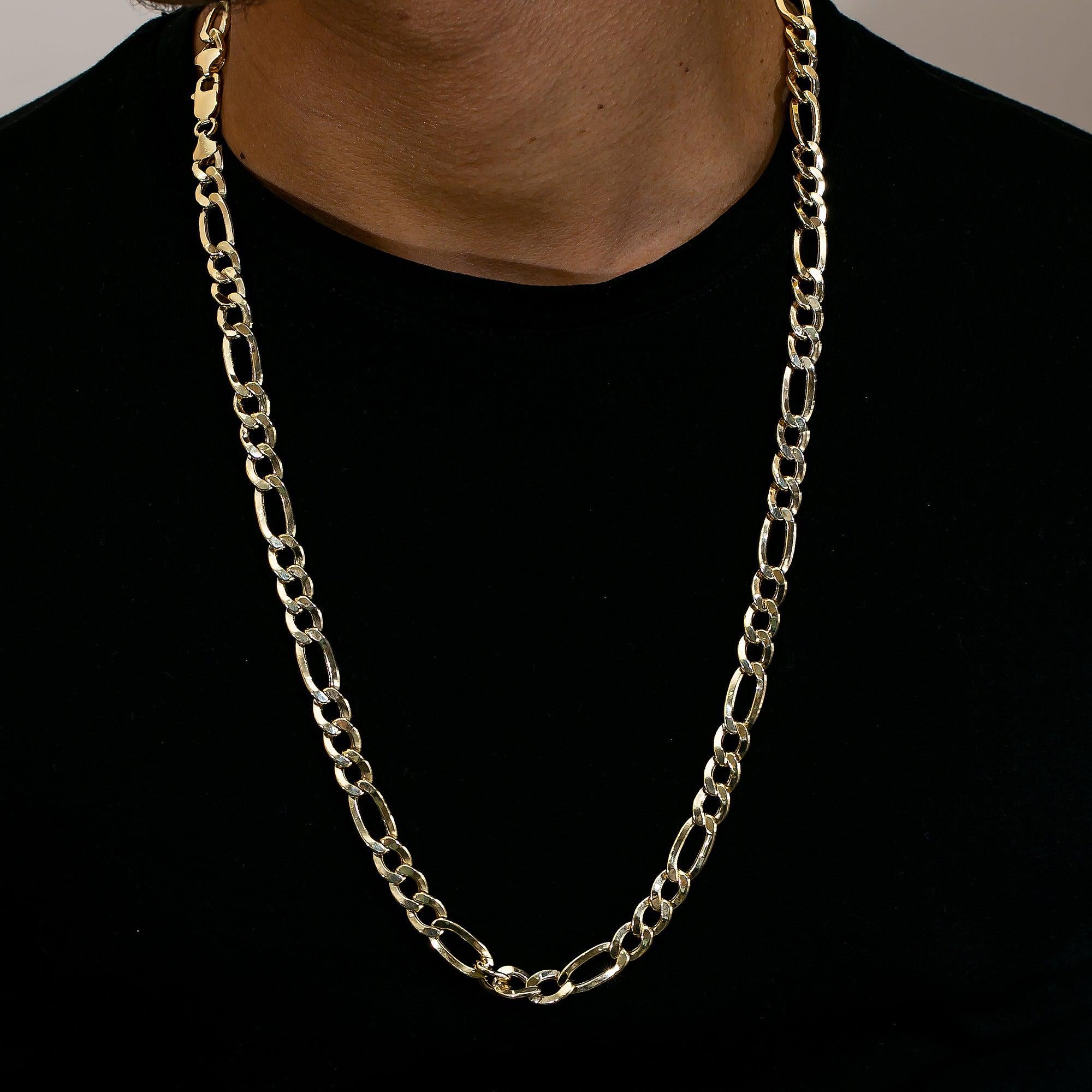 10K Yellow Gold 8.51mm Hollow Figaro Chain Available In Sizes 18