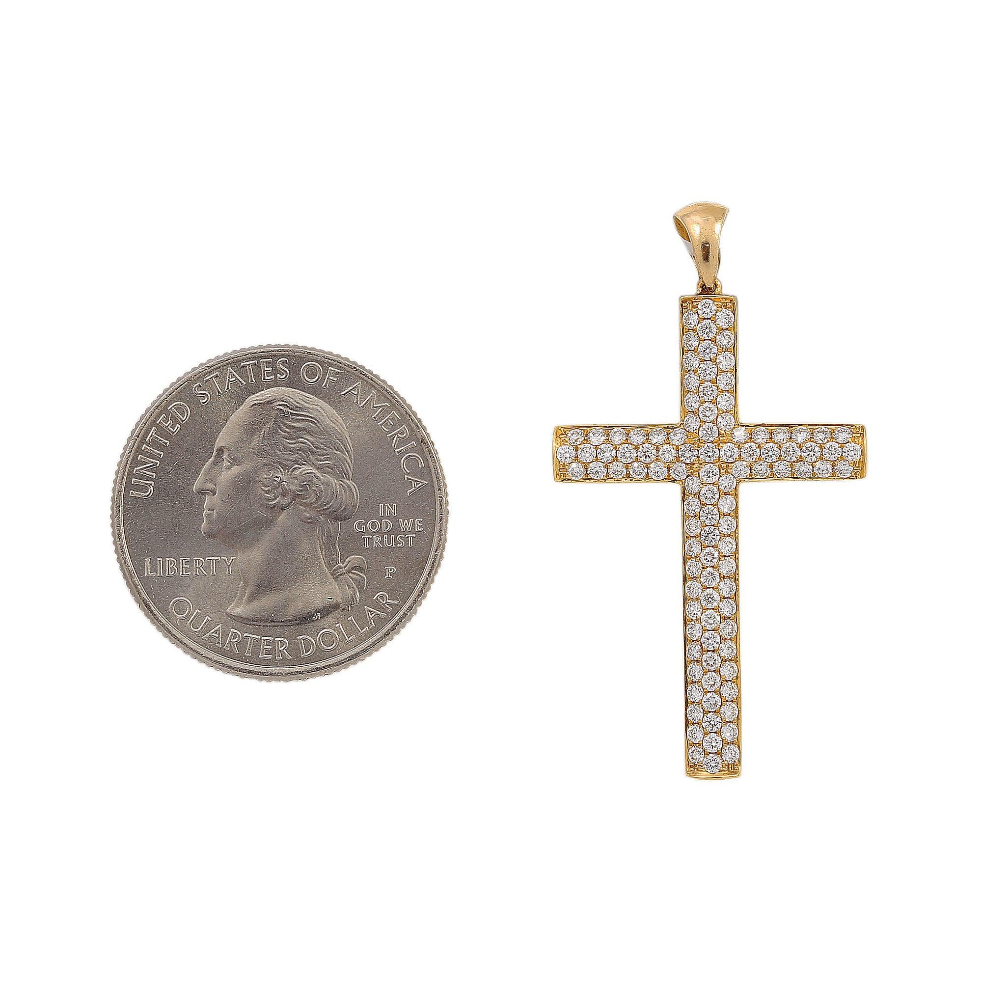 18K Yellow Gold Diamond Cross Shaped Pendant