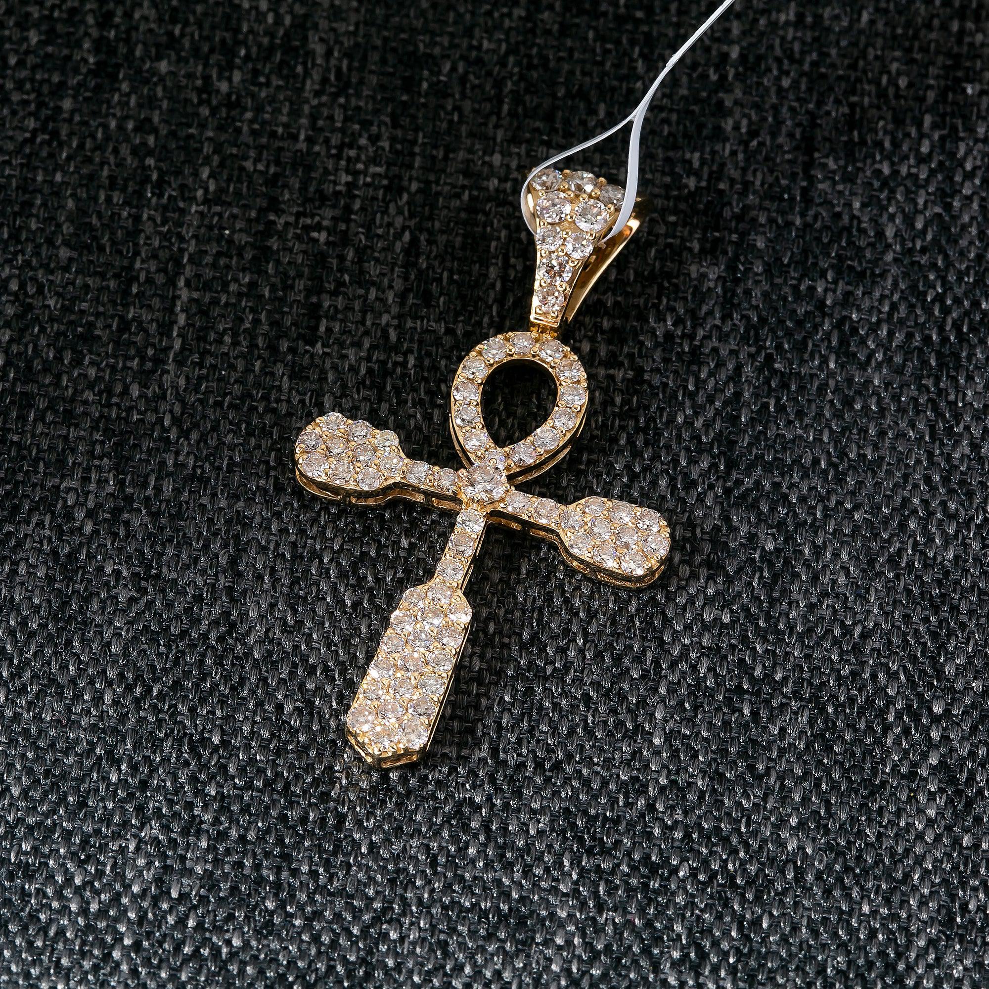 14K YELLOW GOLD DIAMOND ANKAH PENDANT