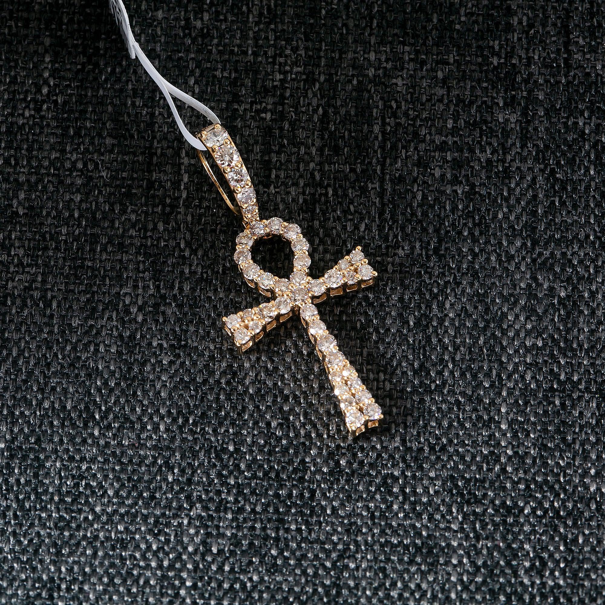 14K YELLOW GOLD DIAMOND ANKAH PENDANT