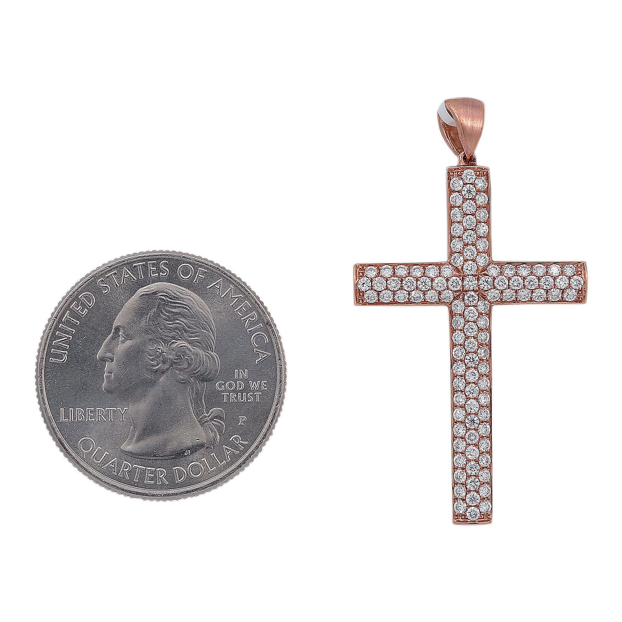 18K Rose Gold Diamond Cross Shaped Pendant