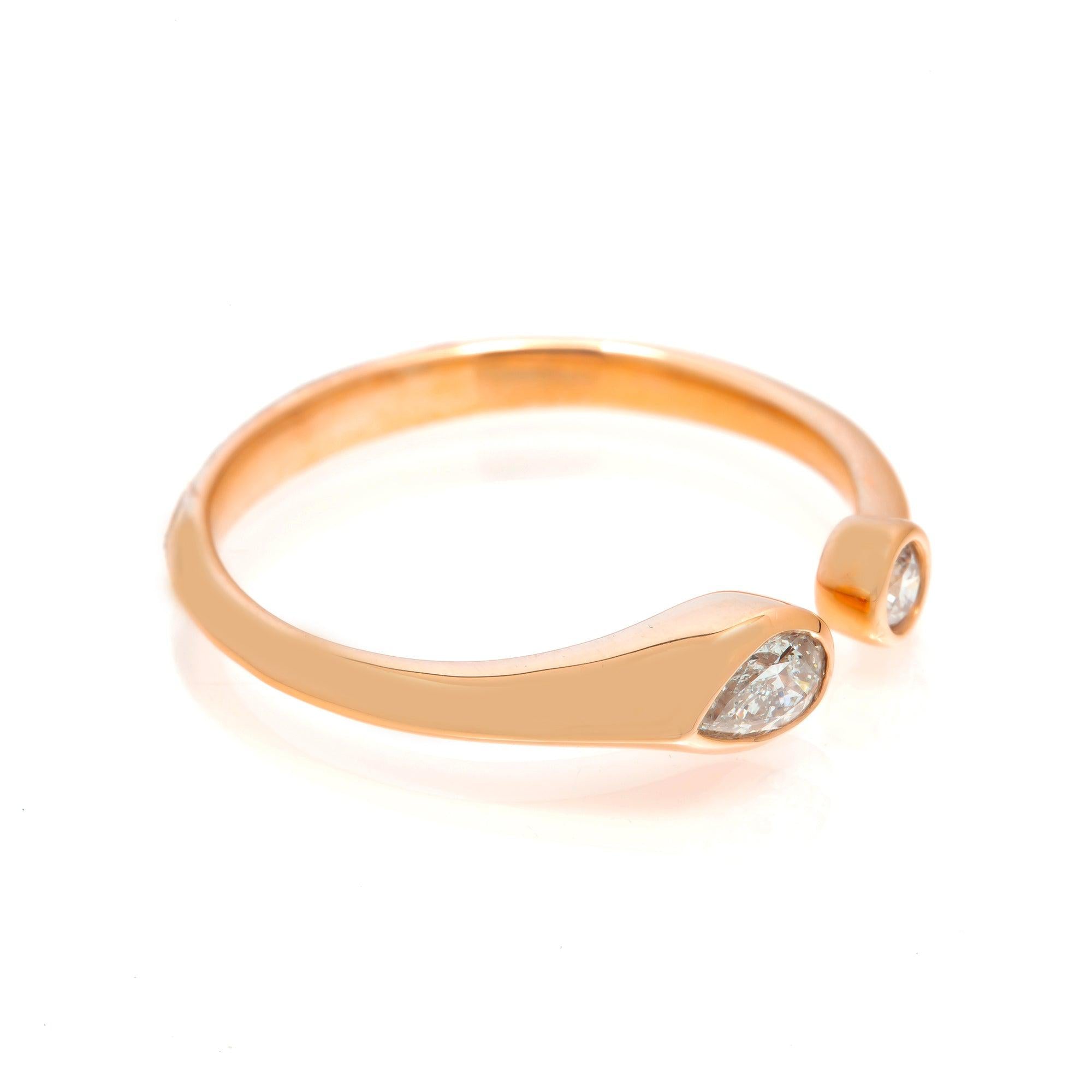 14K GOLD PEAR AND ROUND TWO DIAMOND BEZEL RING 0.25 CT