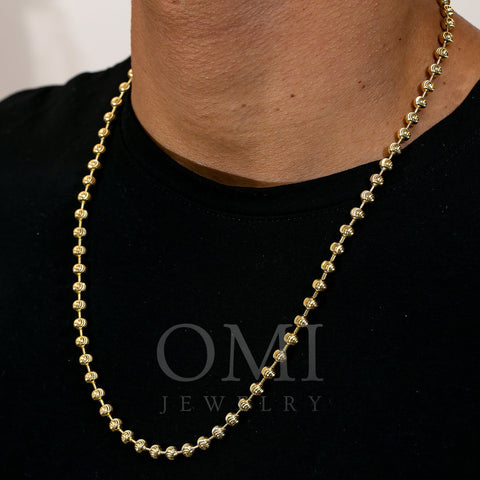 10K Yellow Gold 4.18mm Moon Bead Chain Available In Size 18