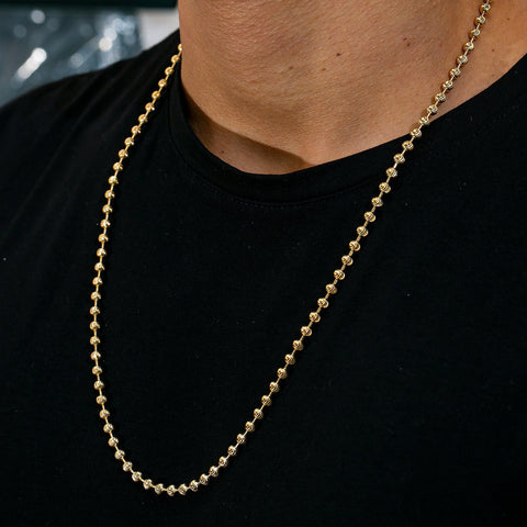 10K Yellow Gold 3.64mm Moon Bead Chain Available In Size 18