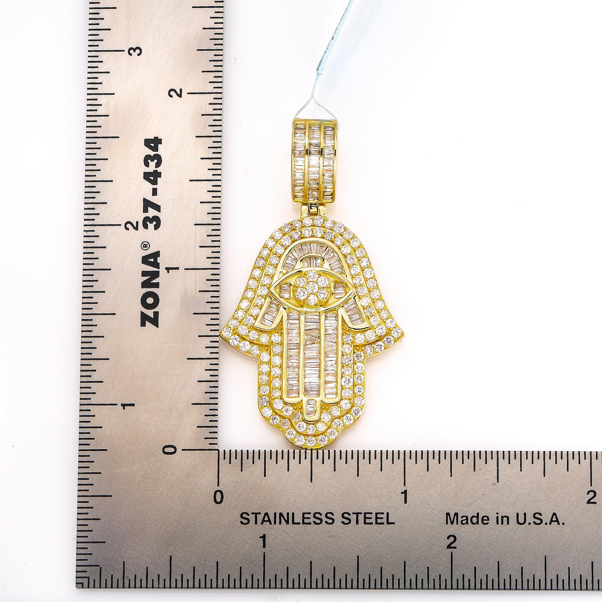 14K YELLOW GOLD DIAMOND HAMSA PENDANT