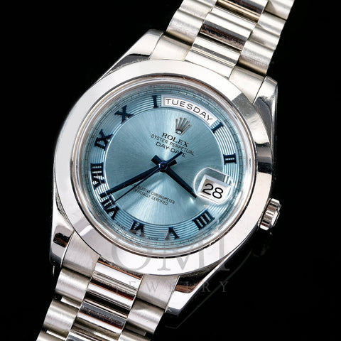 Rolex Day-Date II 218206 41MM Blue Roman Dial With Platinum Presidential Bracelet