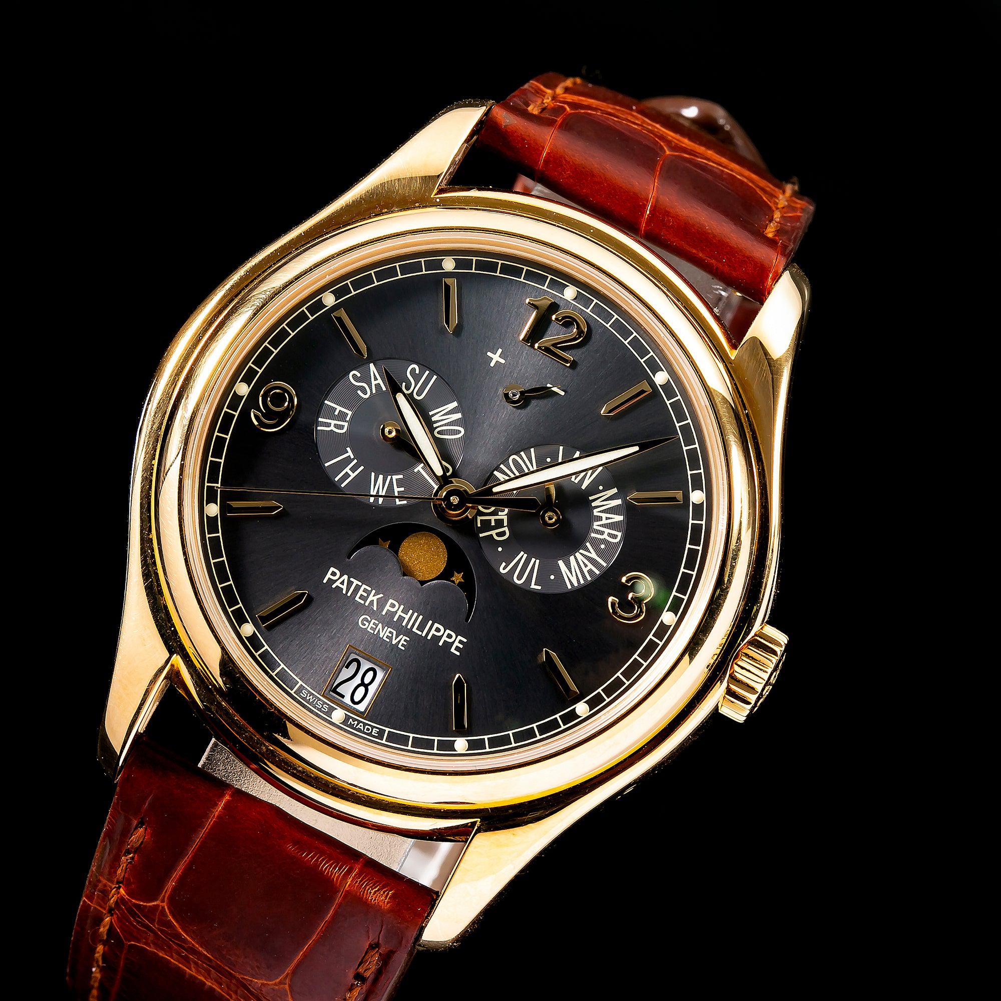 Patek Philippe Annual Calendar 39MM 5146J-010 Gray Arabic Dial Yellow Gold Bezel Brown Alligator Leather Strap