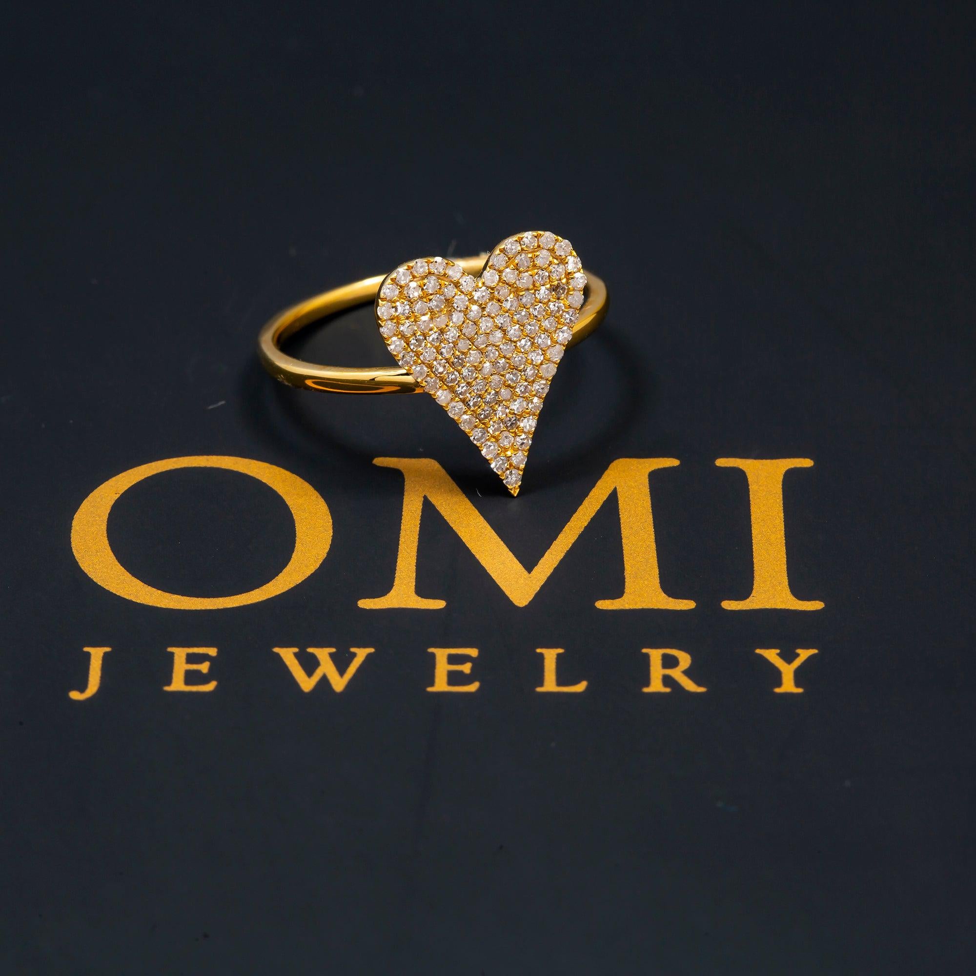 14K GOLD DIAMOND FLAT PAVE HEART RING 0.40 CT