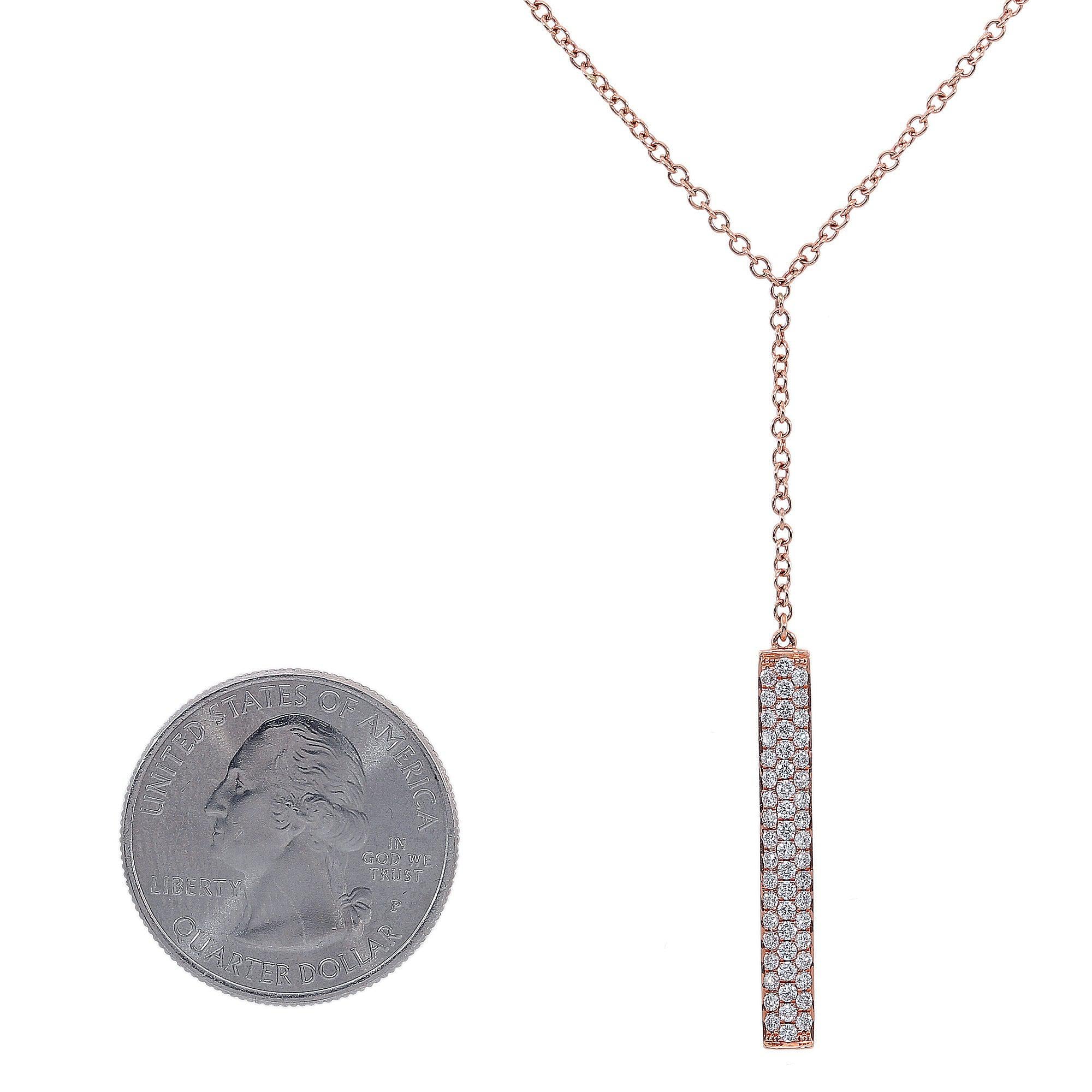 18K Rose Gold Rectangular Diamond Necklace