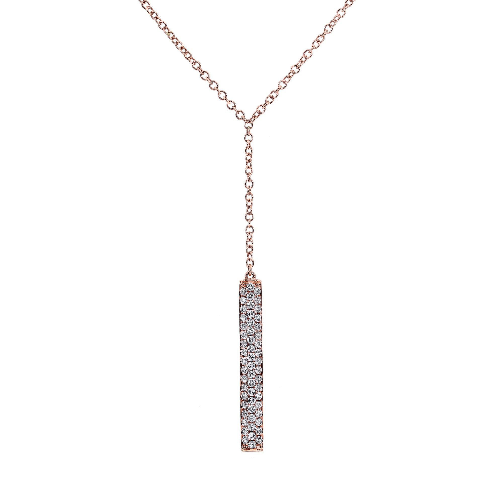 18K Rose Gold Rectangular Diamond Necklace