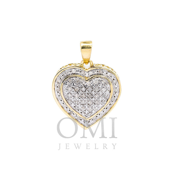 10K YELLOW GOLD LADIES HEART  PENDANT WITH 0.10 CT DIAMONDS