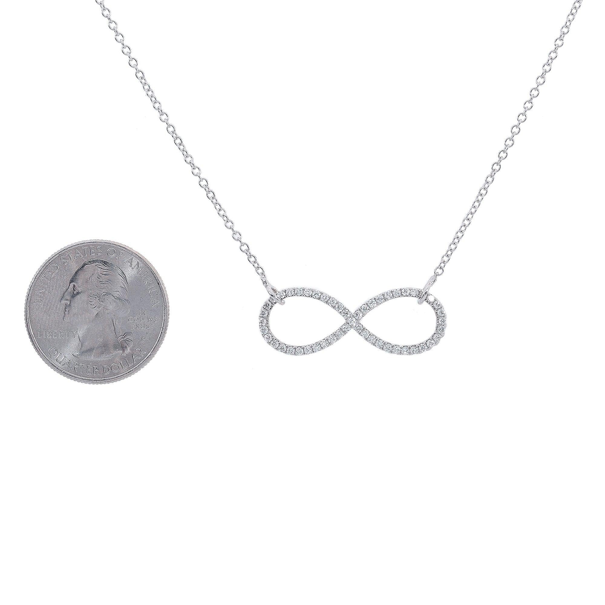 18K White Gold Women Infinity Sign Diamond Necklace