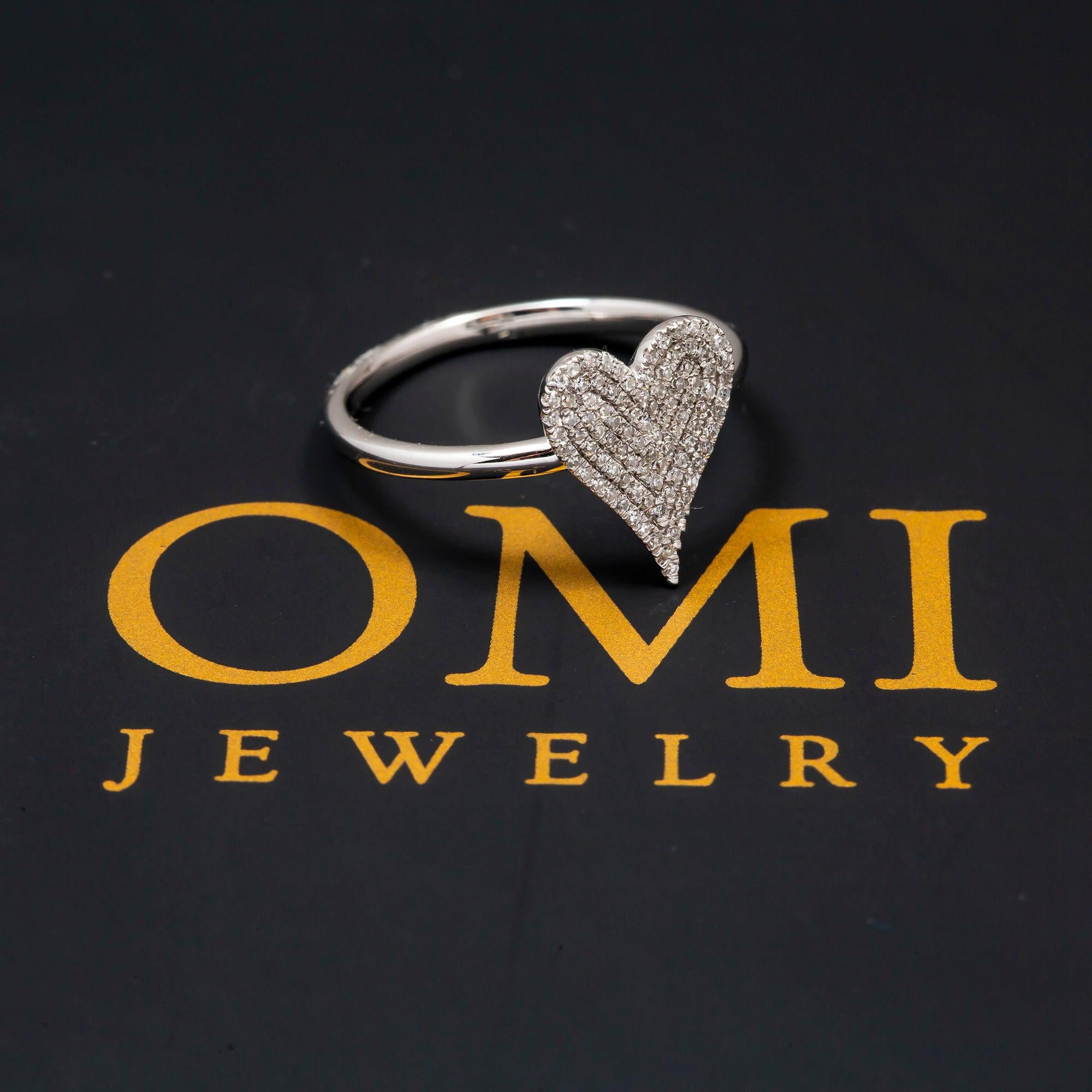 14K GOLD DIAMOND FLAT PAVE HEART RING 0.40 CT