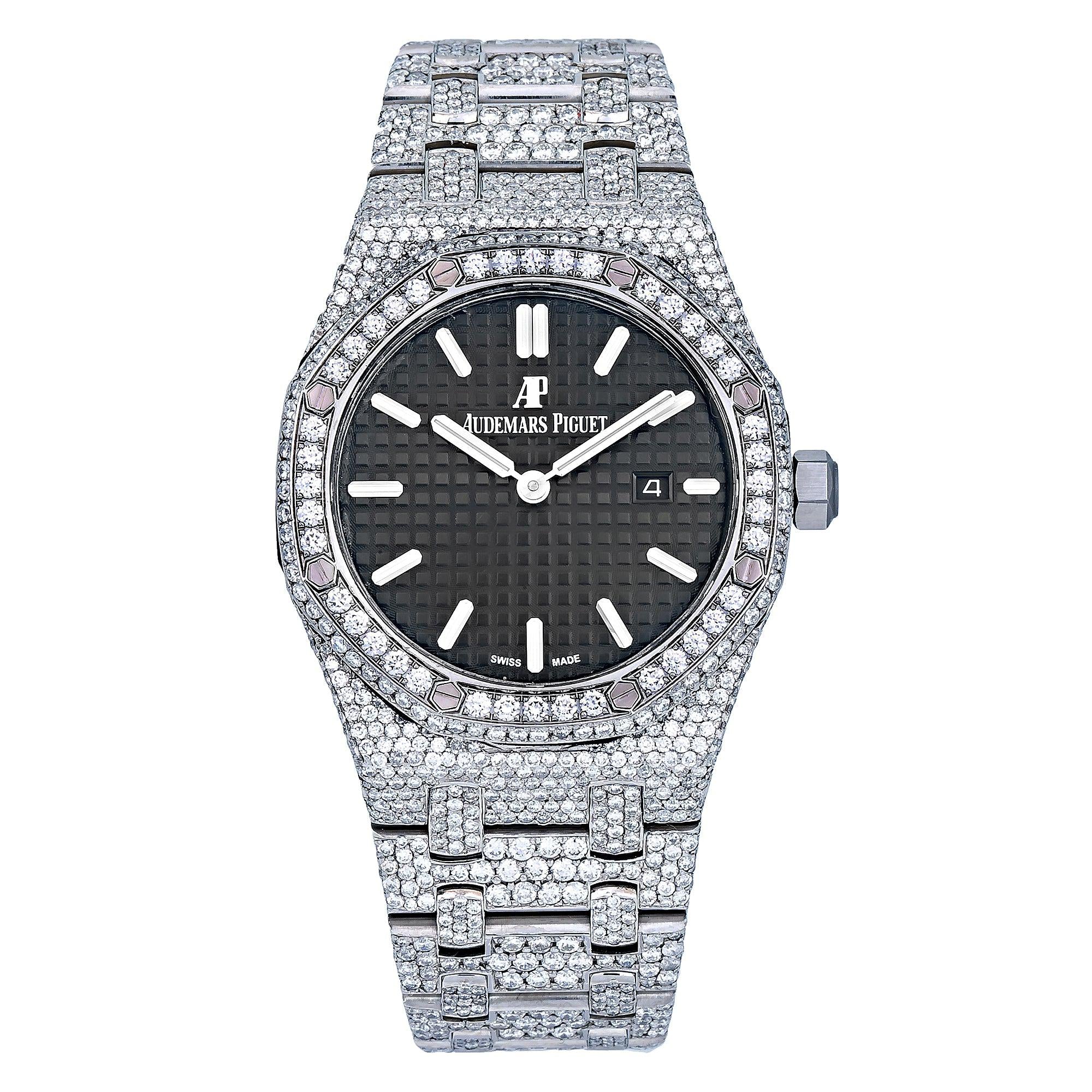 Audemars Piguet Royal Oak 33MM 67611ST Black Dial Diamond Bezel Stainless Steel Bracelet
