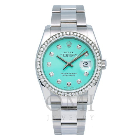Rolex Datejust 116200 36MM Turquoise Diamond Dial With Stainless Steel Oyster Bracelet