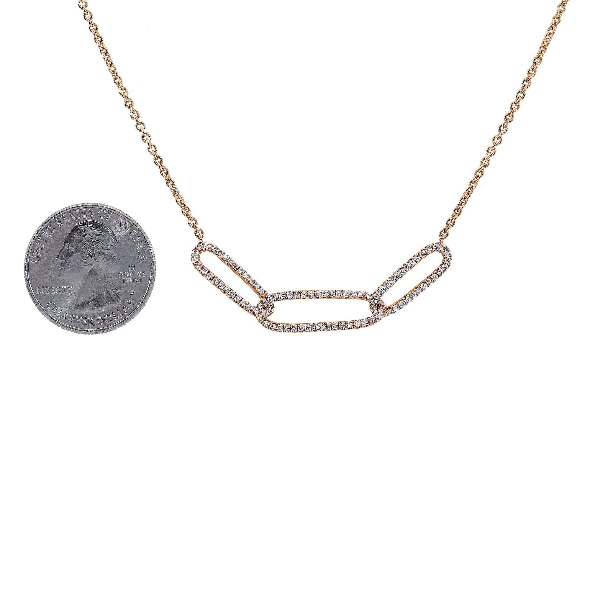 18K Yellow Gold Diamond 3 Rounds Necklace