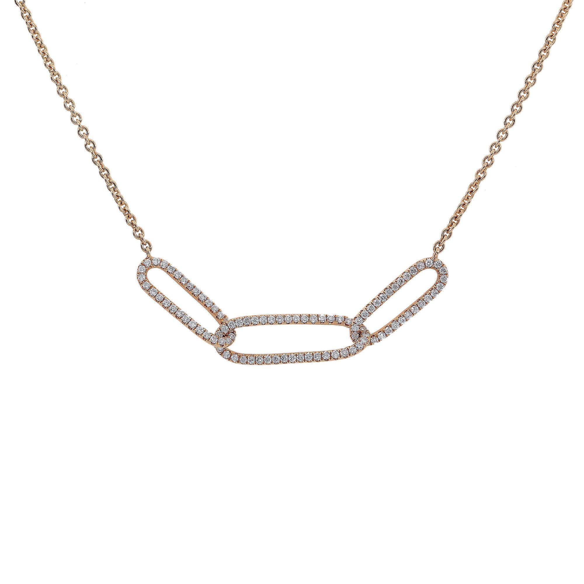 18K Yellow Gold Diamond 3 Rounds Necklace
