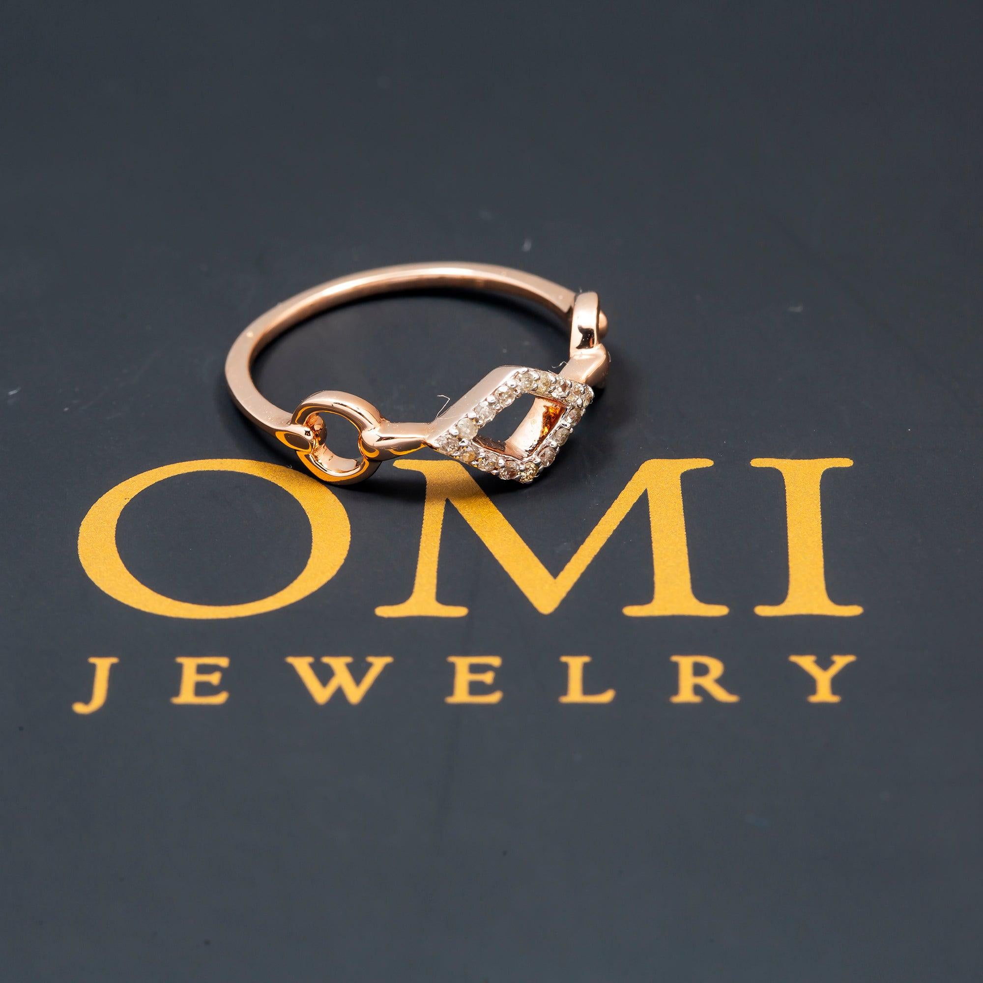 14K GOLD DIAMOND BAND OPEN CIRCLE AND KITE RING 0.10 CT