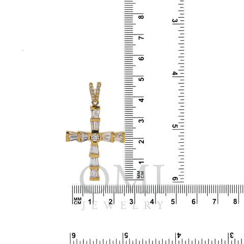 14K Yellow Gold Cross Pendant with 0.74 CT Diamond