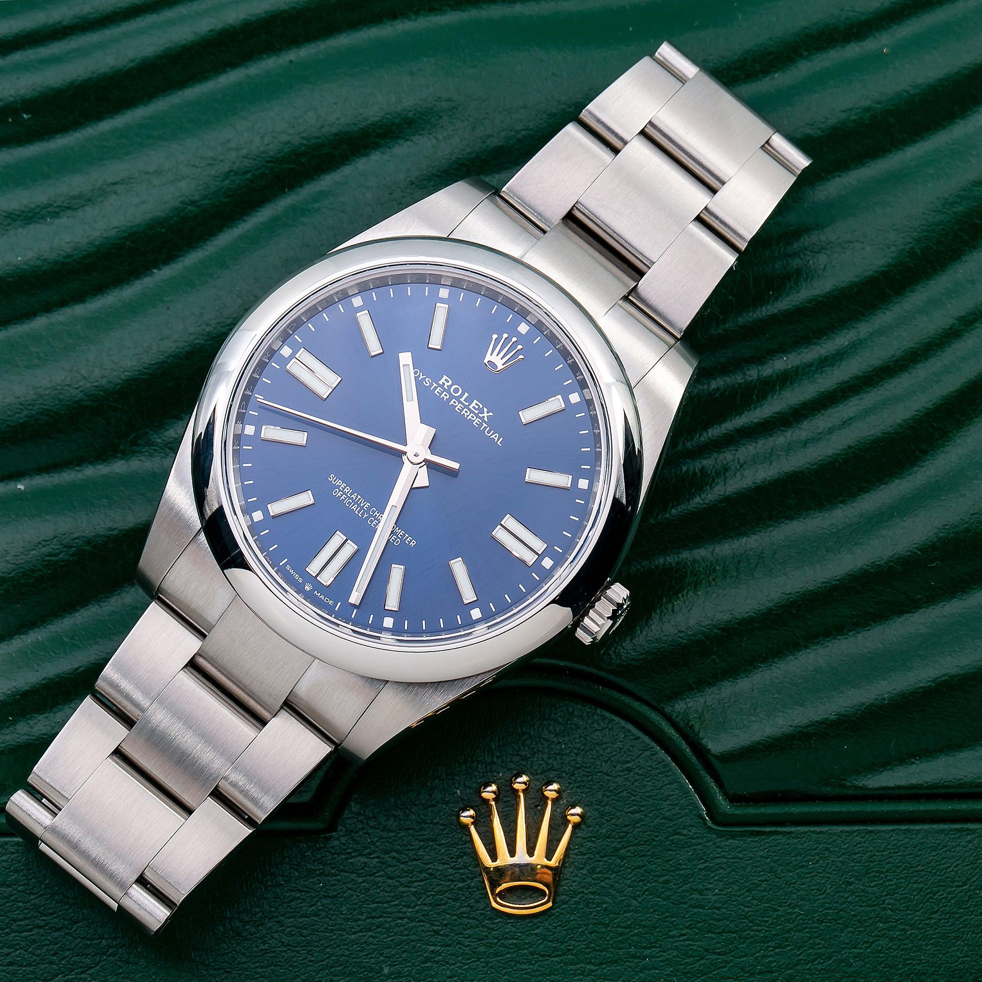 Rolex Oyster Perpetual 41MM 124300 Blue Dial Smooth Bezel Stainless Steel Oyster Bracelet