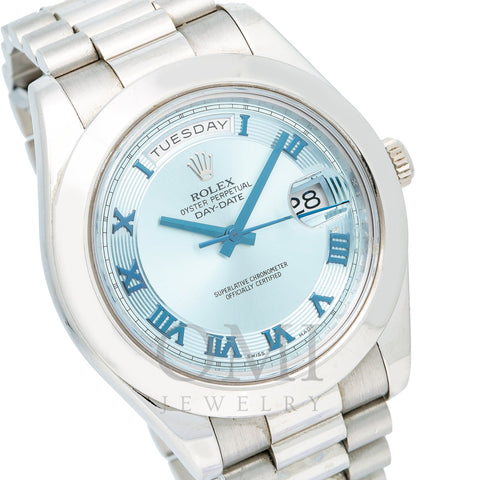 Rolex Day-Date II 218206 41MM Blue Roman Dial With Platinum Presidential Bracelet