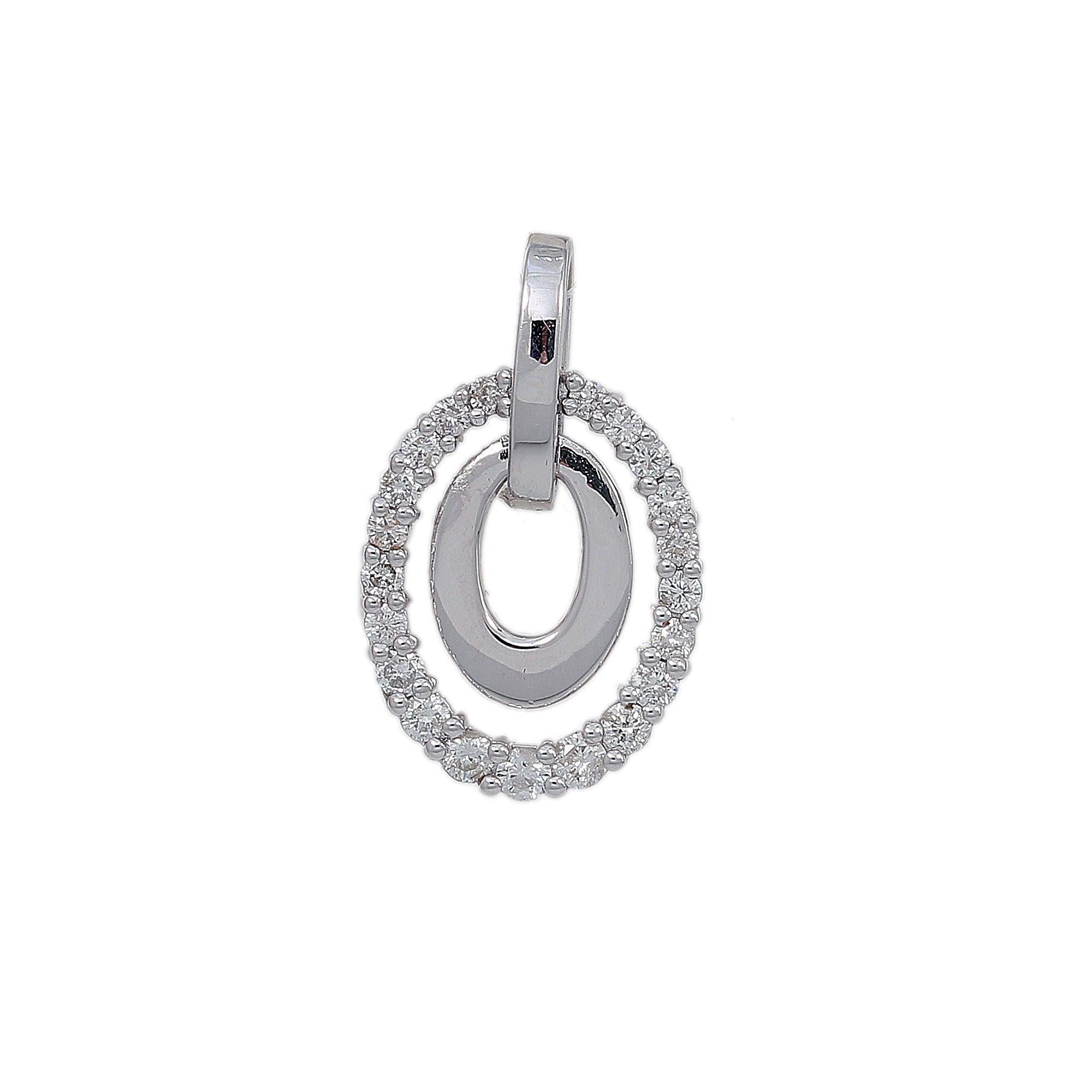 18K White Gold Diamond Round Shaped Pendant
