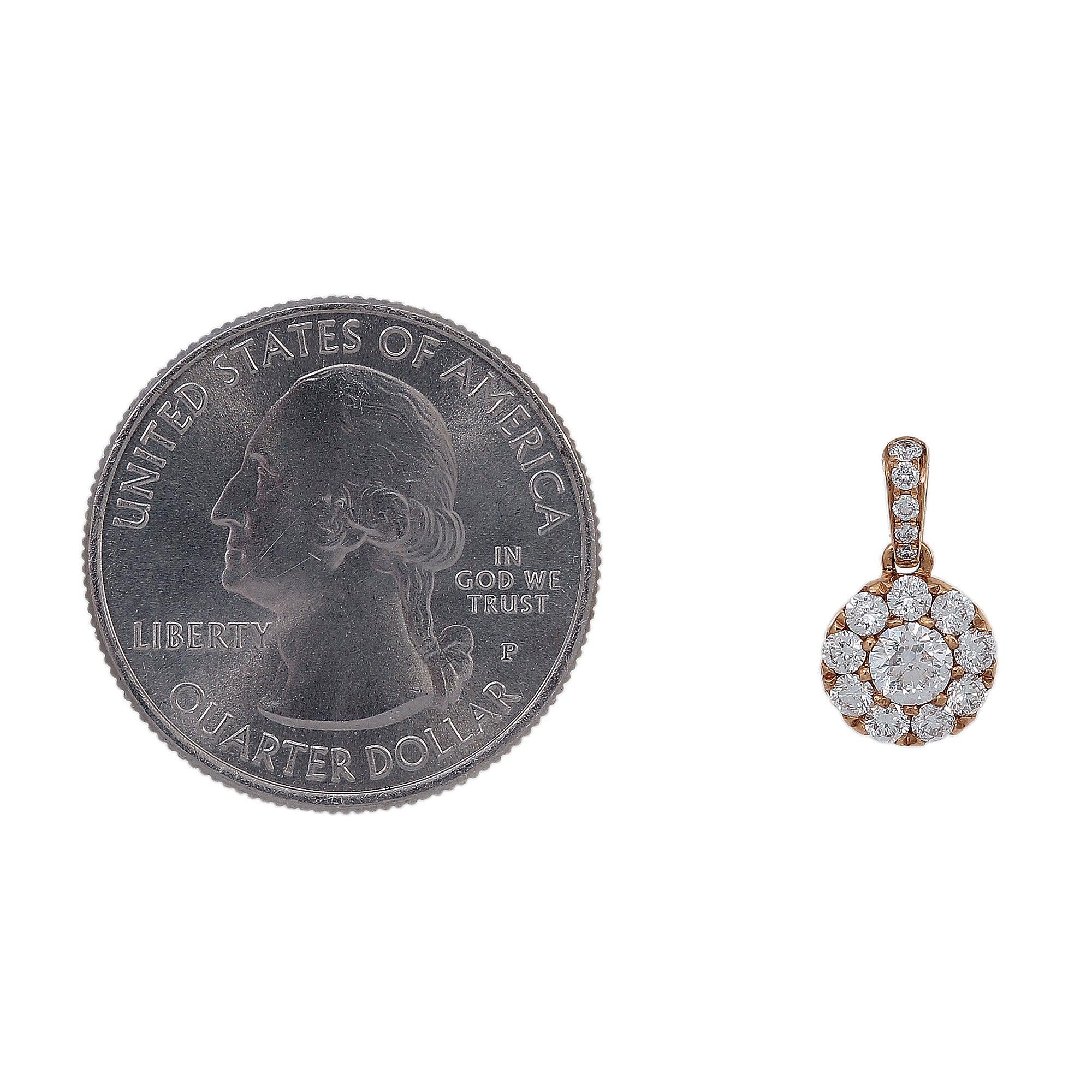 18K Yellow Gold Diamond Round Shaped Pendant