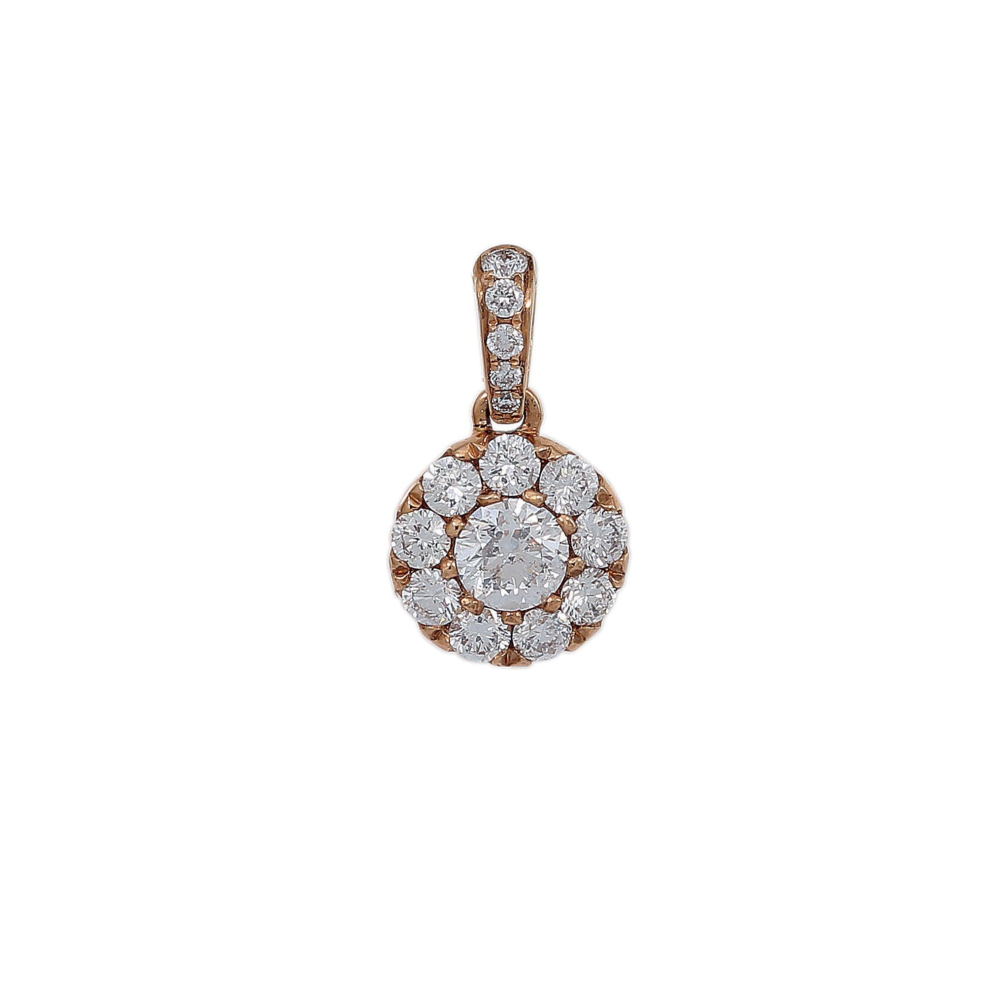 18K Yellow Gold Diamond Round Shaped Pendant