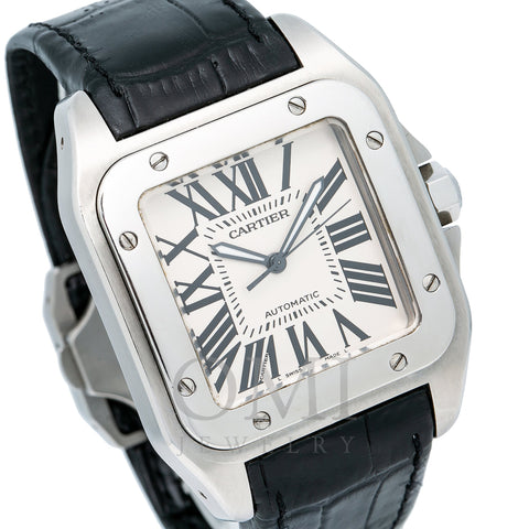 Cartier Santos 100 2656 38MM White Dial With Leather Bracelet