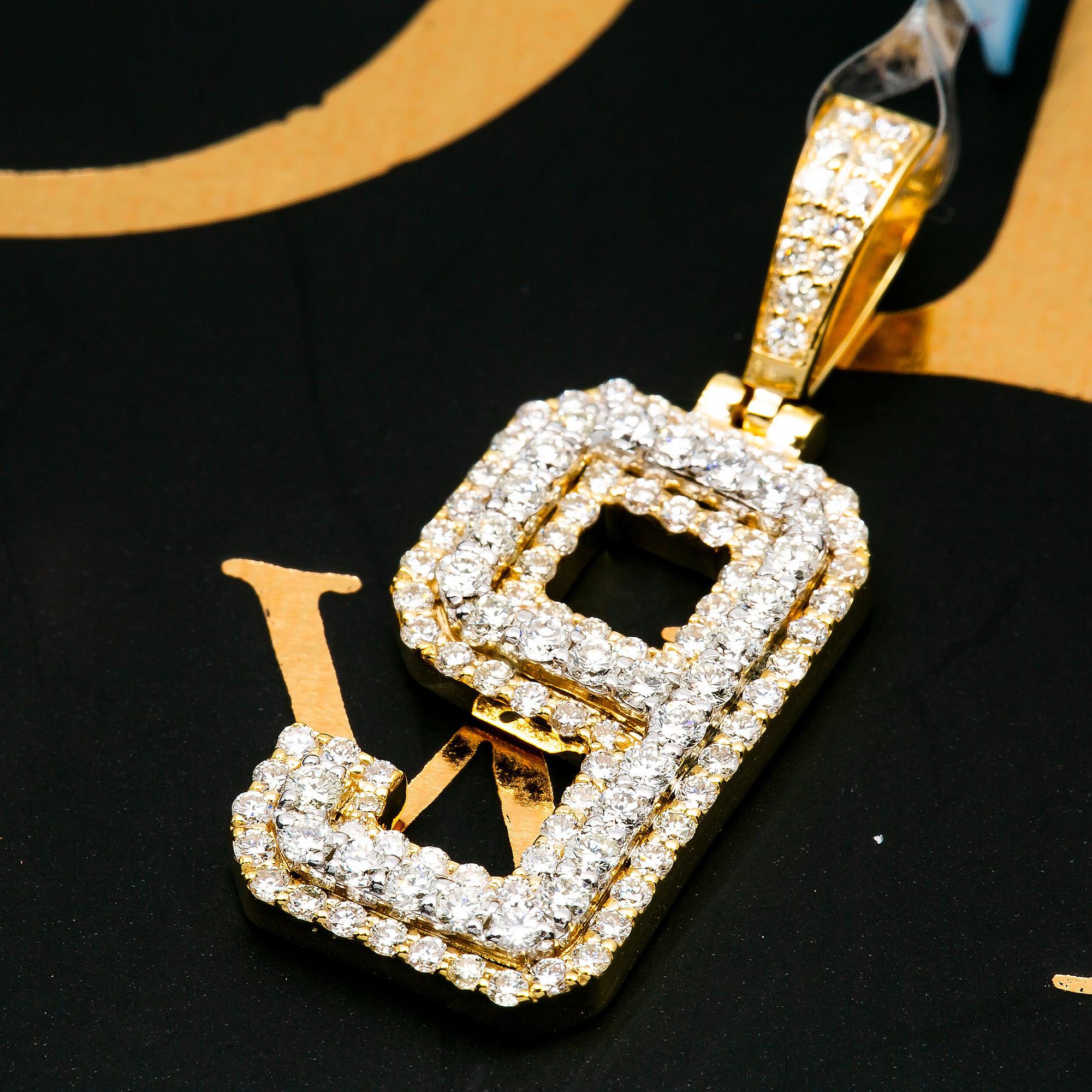 10K YELLOW GOLD UNISEX NUMBER 9 PENDANT WITH 1.0 CT DIAMONDS