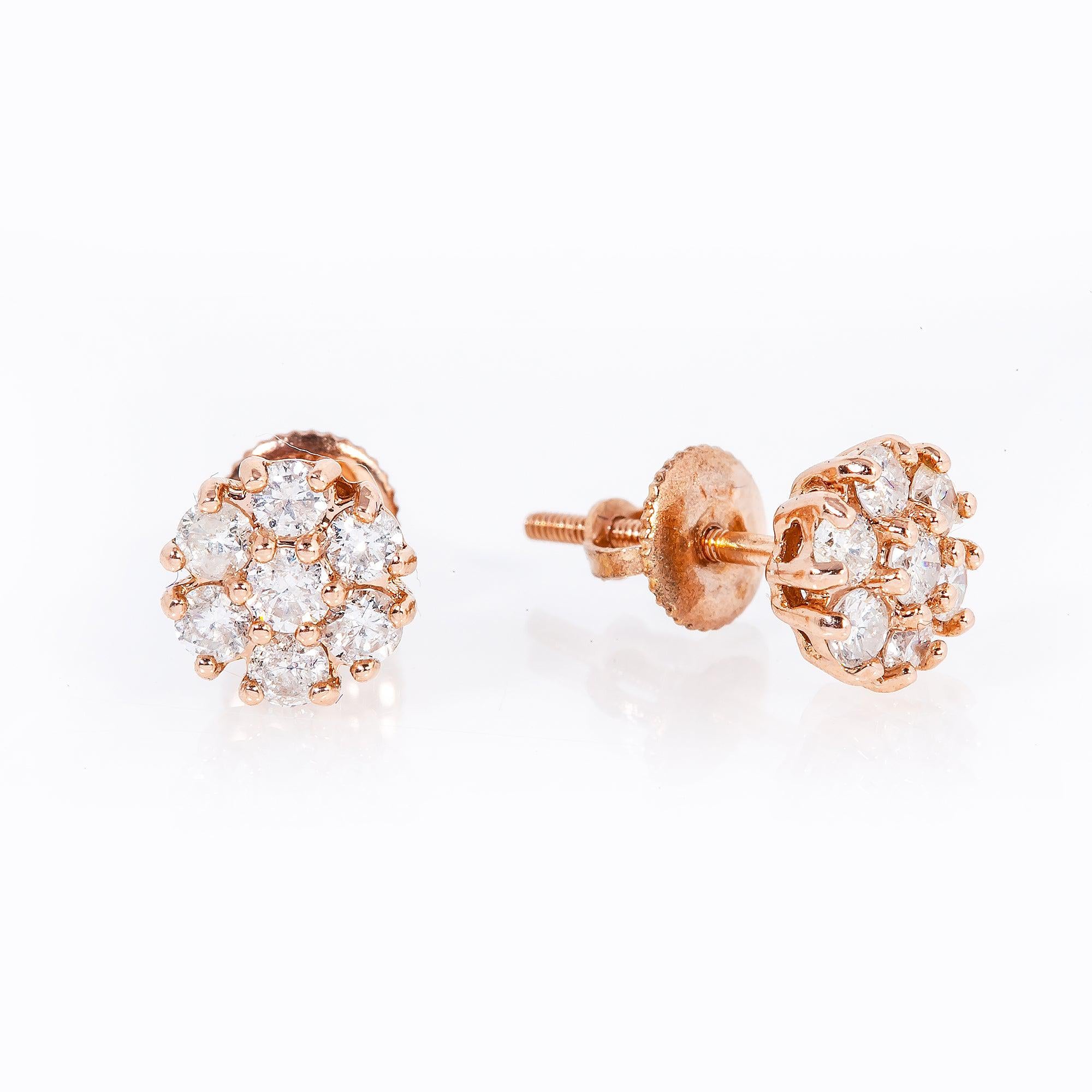 14K Rose Gold Unisex Earrings with 0.48 CT Diamond