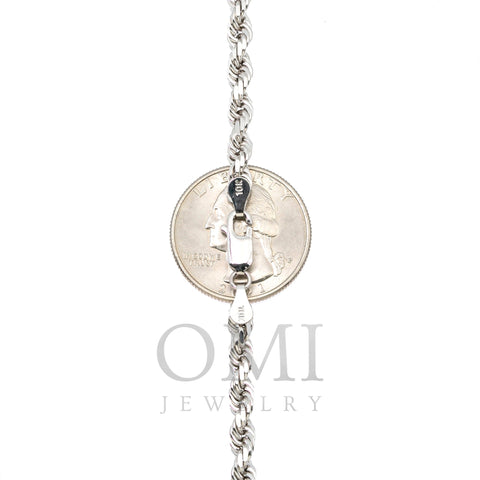 10k White Gold 5mm Solid Rope Laser Chain Available In Sizes 18