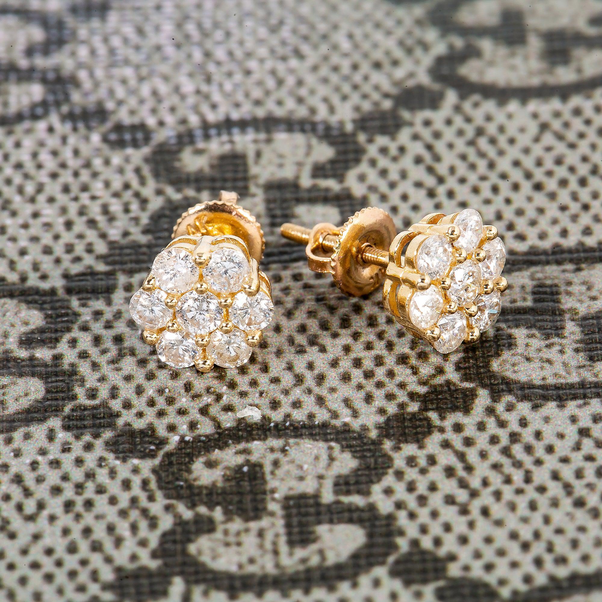 14K Yellow Gold Unisex Earrings with 0.79 CT Diamond