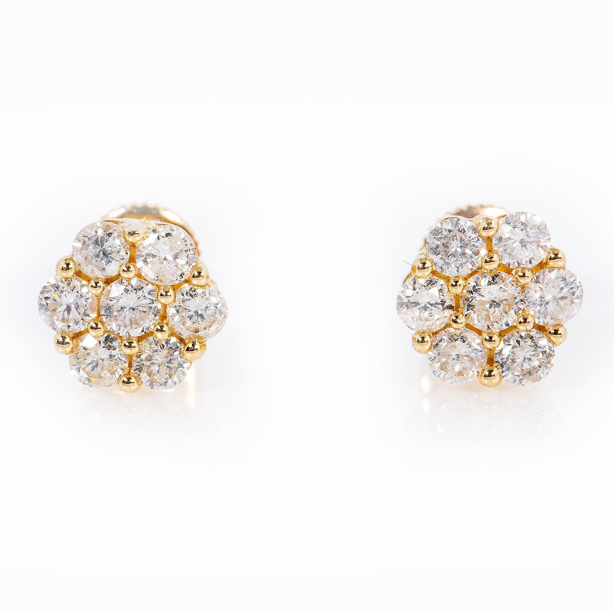 14K Yellow Gold Unisex Earrings with 0.79 CT Diamond