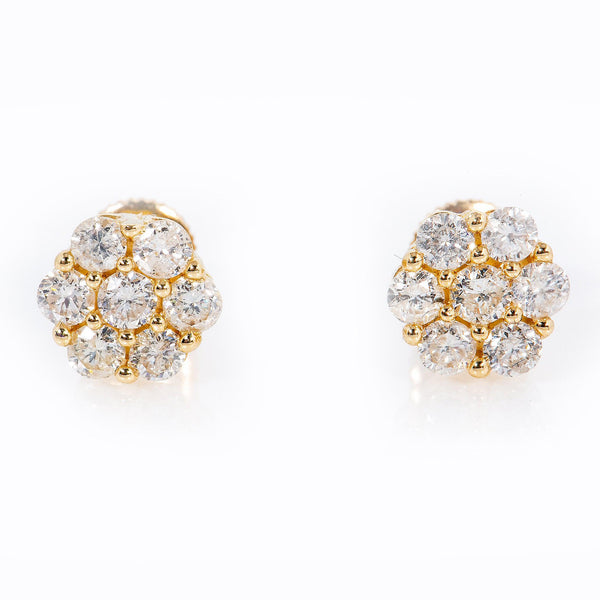 14K Yellow Gold Unisex Earrings with 0.79 CT Diamond